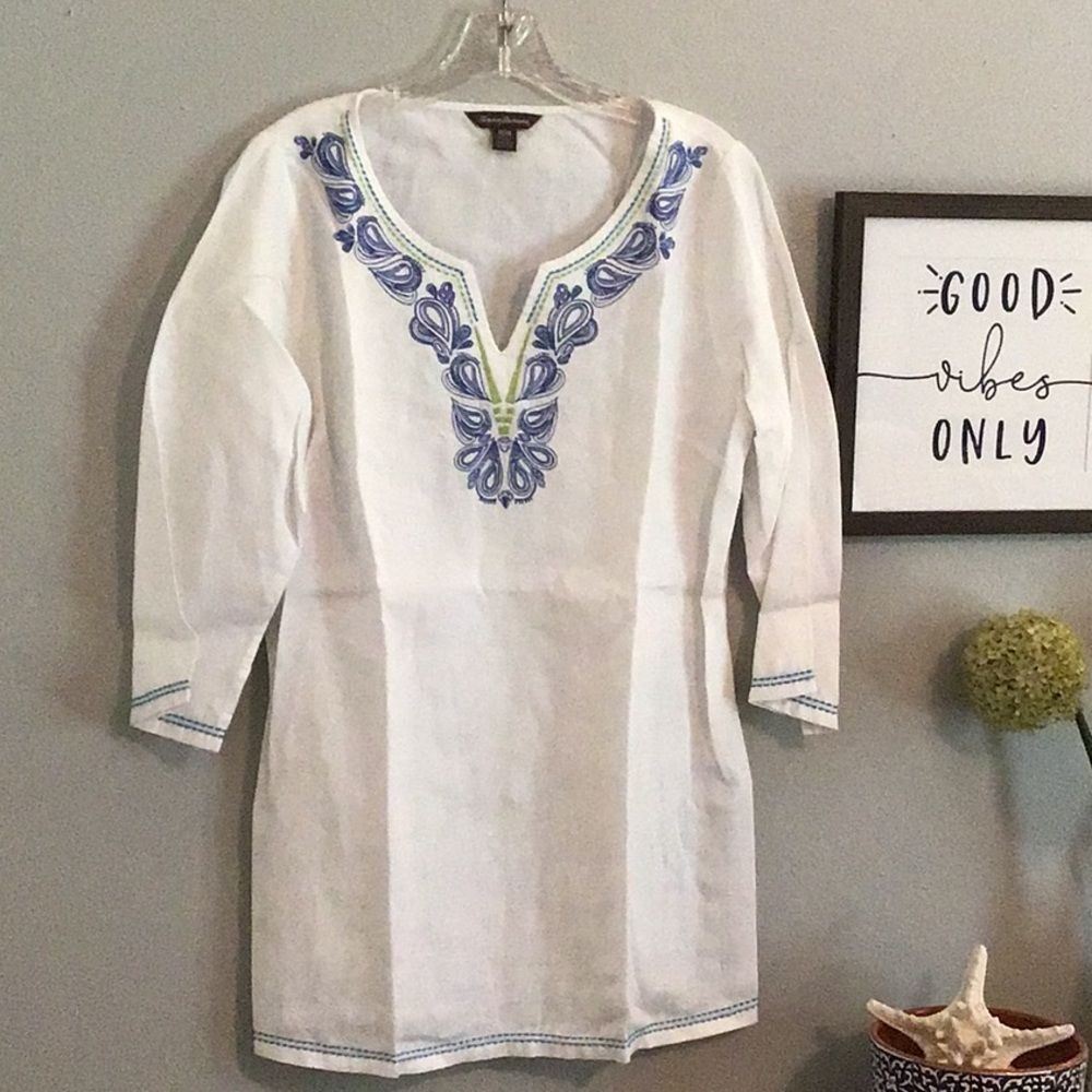 Tommy Bahama white linen tunic.